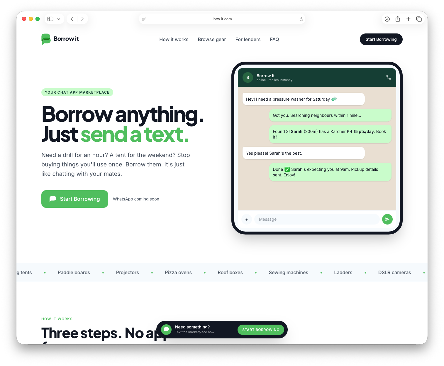 Borrow It product screen