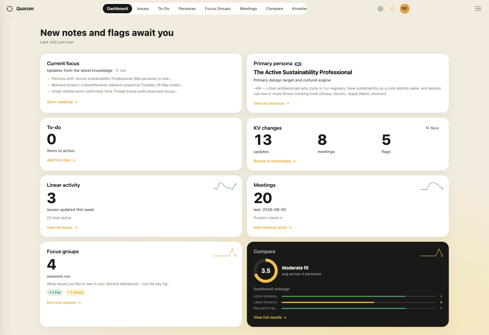 Quorum dashboard